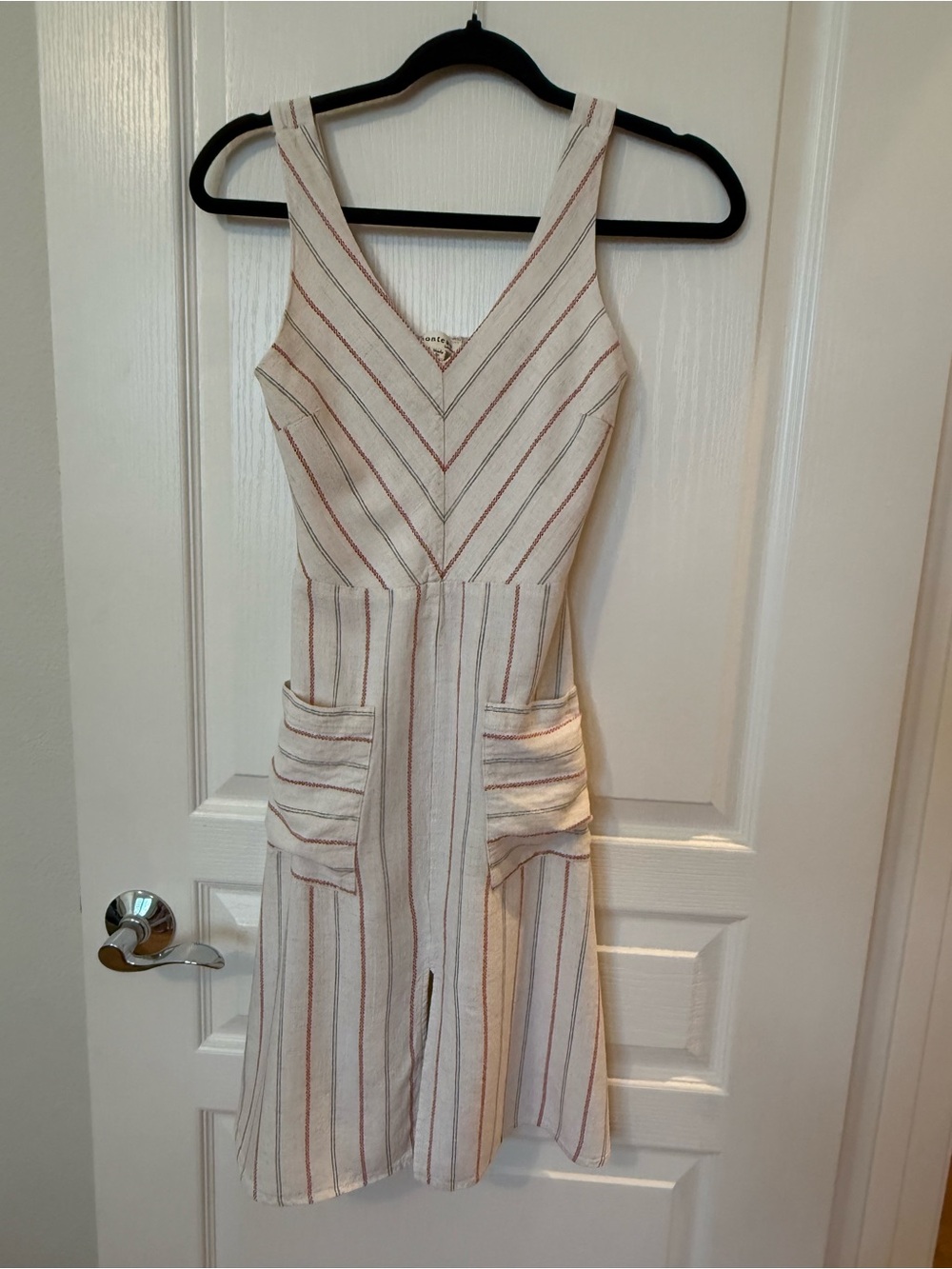 Monteau Cream Dress with Rust‎ and Gray Stripes